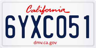 CA license plate 6YXC051