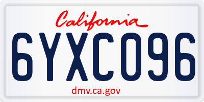 CA license plate 6YXC096