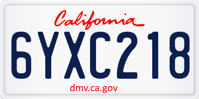 CA license plate 6YXC218