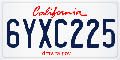 CA license plate 6YXC225