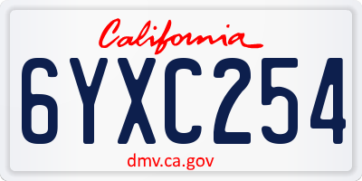 CA license plate 6YXC254