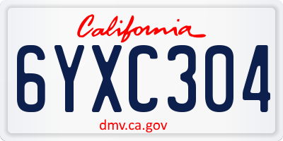 CA license plate 6YXC304