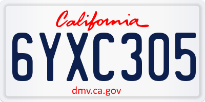 CA license plate 6YXC305