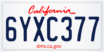 CA license plate 6YXC377