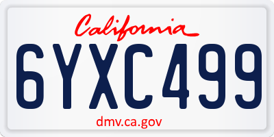 CA license plate 6YXC499