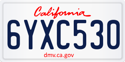 CA license plate 6YXC530