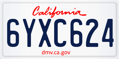 CA license plate 6YXC624