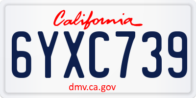 CA license plate 6YXC739