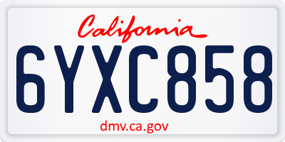 CA license plate 6YXC858