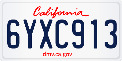 CA license plate 6YXC913