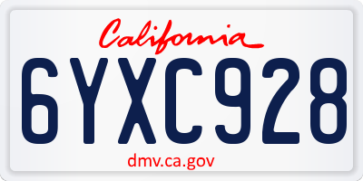CA license plate 6YXC928