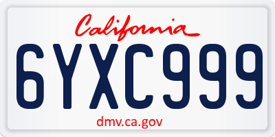 CA license plate 6YXC999
