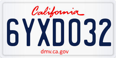 CA license plate 6YXD032