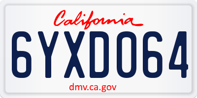 CA license plate 6YXD064