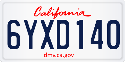 CA license plate 6YXD140