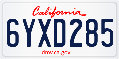 CA license plate 6YXD285