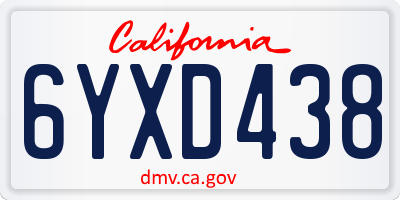 CA license plate 6YXD438