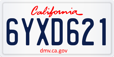 CA license plate 6YXD621