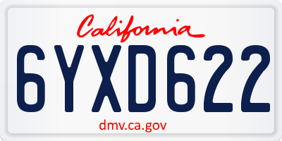 CA license plate 6YXD622