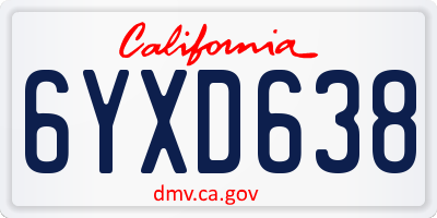 CA license plate 6YXD638