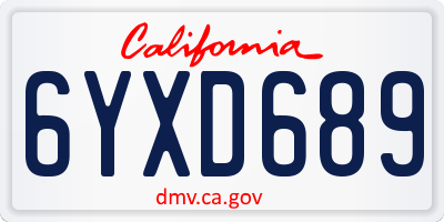 CA license plate 6YXD689