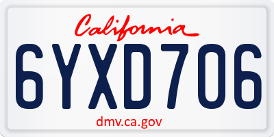 CA license plate 6YXD706