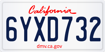 CA license plate 6YXD732