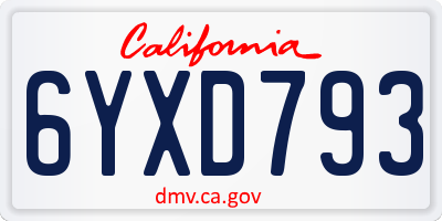 CA license plate 6YXD793