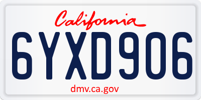 CA license plate 6YXD906