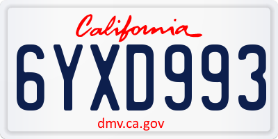 CA license plate 6YXD993