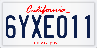 CA license plate 6YXE011
