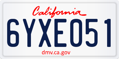 CA license plate 6YXE051