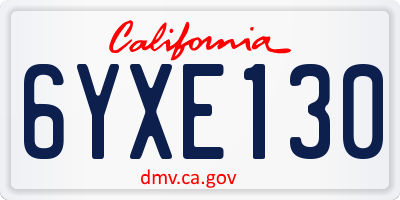 CA license plate 6YXE130