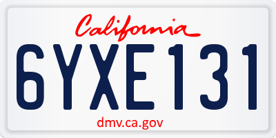 CA license plate 6YXE131