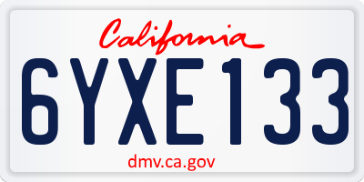 CA license plate 6YXE133