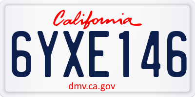 CA license plate 6YXE146