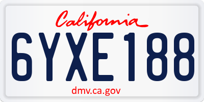 CA license plate 6YXE188