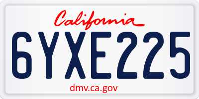 CA license plate 6YXE225