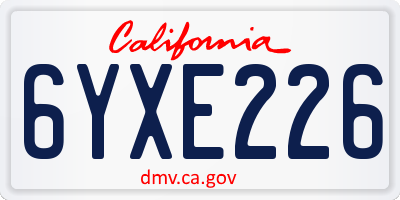 CA license plate 6YXE226