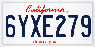 CA license plate 6YXE279