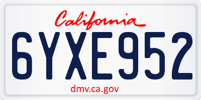 CA license plate 6YXE952