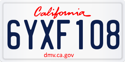 CA license plate 6YXF108