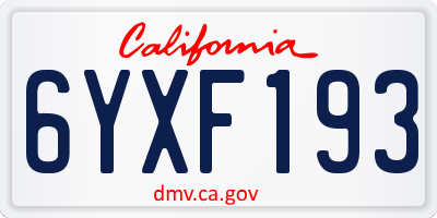 CA license plate 6YXF193