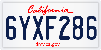 CA license plate 6YXF286