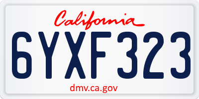 CA license plate 6YXF323