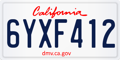 CA license plate 6YXF412