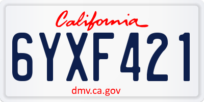 CA license plate 6YXF421