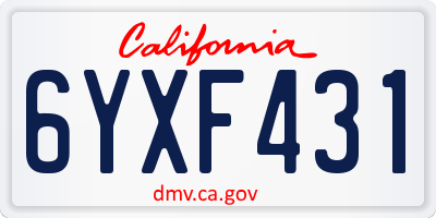 CA license plate 6YXF431