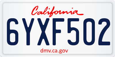 CA license plate 6YXF502