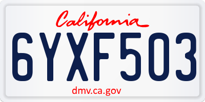CA license plate 6YXF503